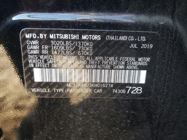 2019 MITSUBISHI MIRAGE SE ML32A4HJ3KH016274