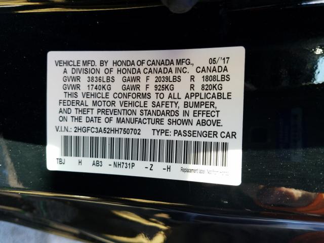 2017 HONDA CIVIC SI 2HGFC3A52HH750702