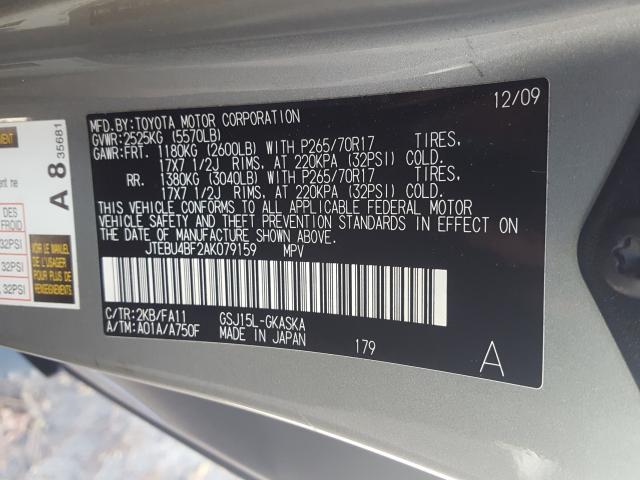 2010 TOYOTA FJ CRUISER JTEBU4BF2AK079159