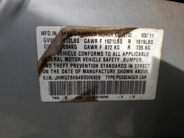 2011 HONDA FIT SPORT JHMGE8H64BS006929