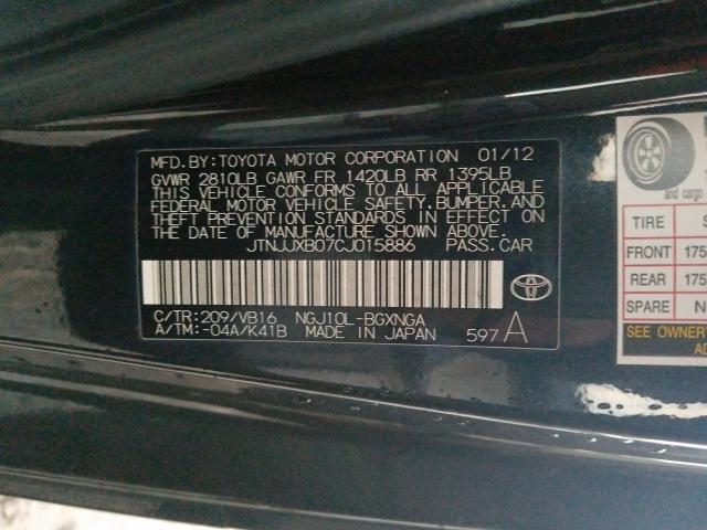 2012 TOYOTA SCION IQ JTNJJXB07CJ015886
