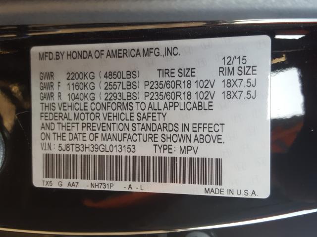 2016 ACURA RDX 5J8TB3H39GL013153
