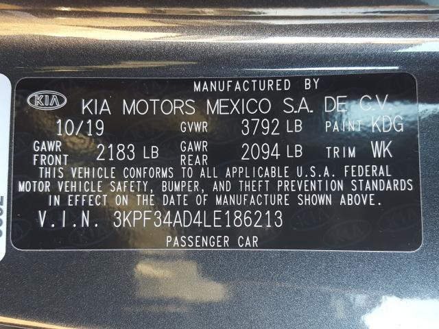 2020 KIA FORTE GT L 3KPF34AD4LE186213
