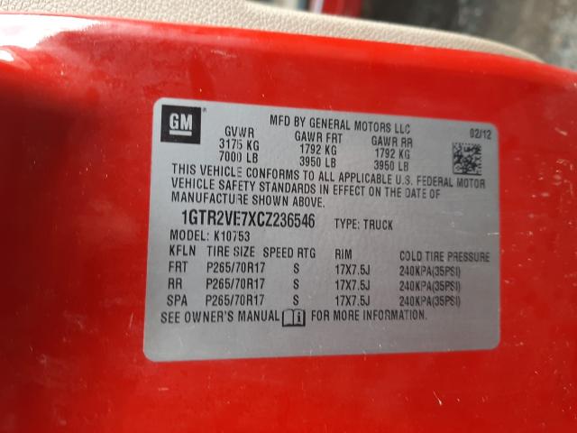 2012 GMC SIERRA K15 1GTR2VE7XCZ236546