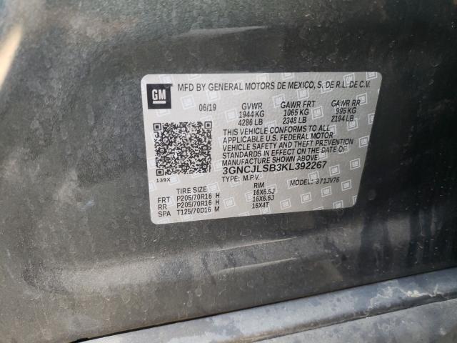 2019 CHEVROLET TRAX 1LT 3GNCJLSB3KL392267