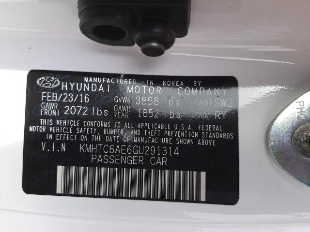 2016 HYUNDAI VELOSTER T KMHTC6AE6GU291314