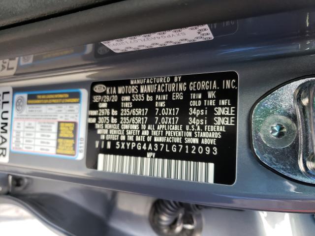 2020 KIA SORENTO L 5XYPG4A37LG712093