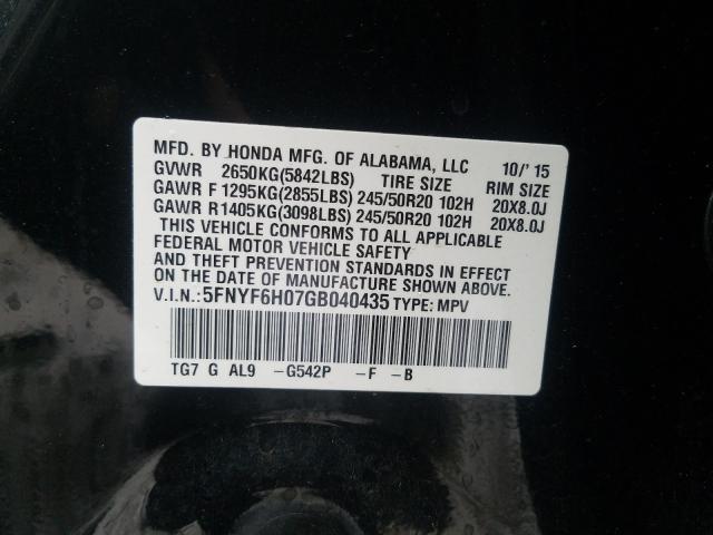 2016 HONDA PILOT ELIT 5FNYF6H07GB040435