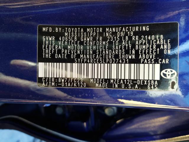 2020 TOYOTA COROLLA SE 5YFP4RCE5LP027431