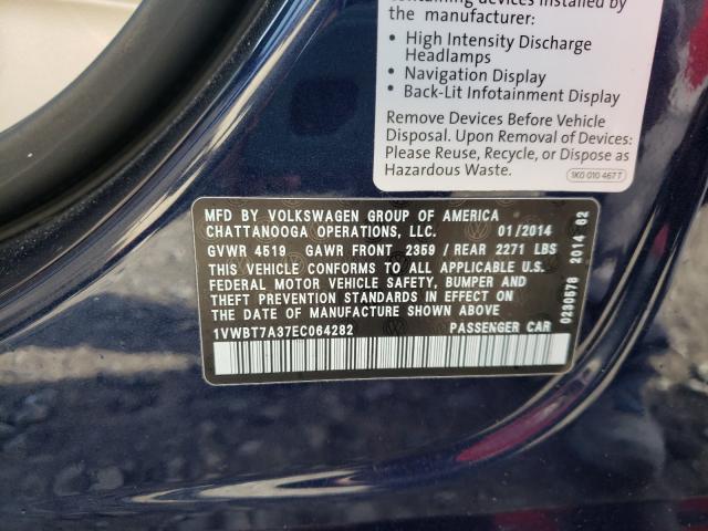 2014 VOLKSWAGEN PASSAT SE 1VWBT7A37EC064282