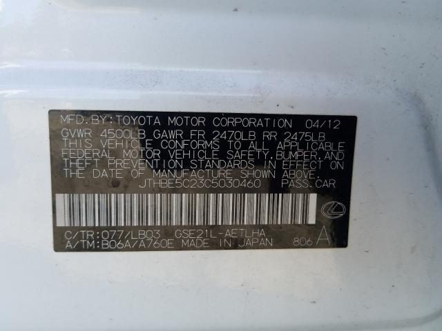 2012 LEXUS IS 350 JTHBE5C23C5030460