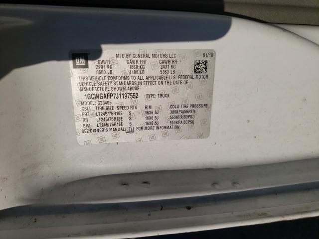 2018 CHEVROLET EXPRESS G2 1GCWGAFP7J1197552