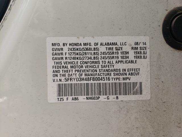 2015 ACURA MDX TECHNO 5FRYD3H48FB004516