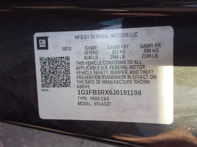 2018 CHEVROLET CAMARO LT 1G1FB1RX6J0191198
