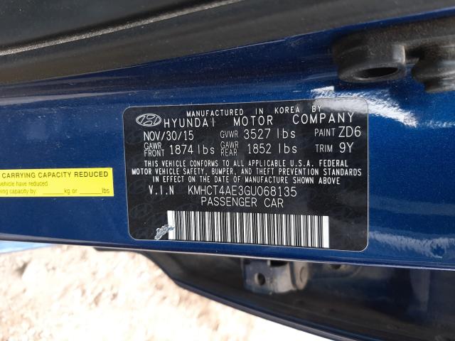 2016 HYUNDAI ACCENT SE KMHCT4AE3GU068135