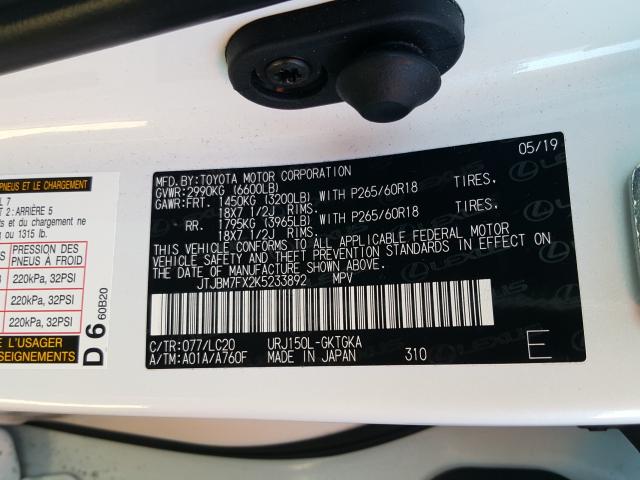 2019 LEXUS GX 460 JTJBM7FX2K5233892