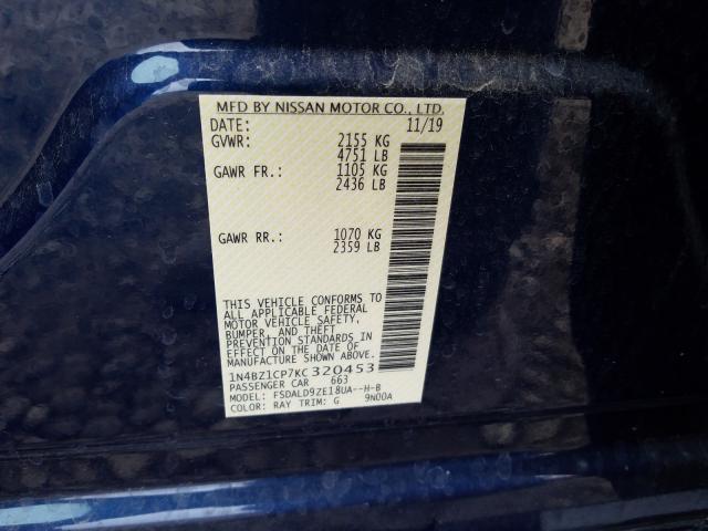 2019 NISSAN LEAF S PLU 1N4BZ1CP7KC320453