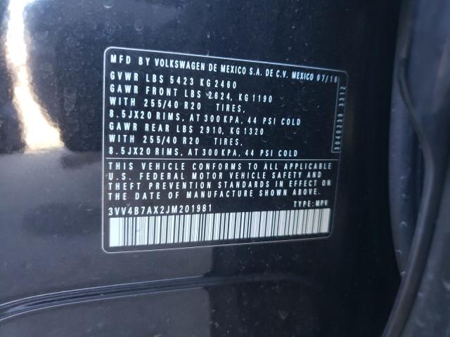 2018 VOLKSWAGEN TIGUAN SEL 3VV4B7AX2JM201981
