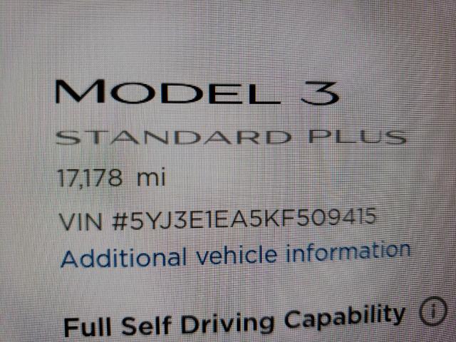 2019 TESLA MODEL 3 5YJ3E1EA5KF509415