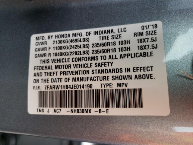 2018 HONDA CR-V EXL 7FARW1H84JE014190