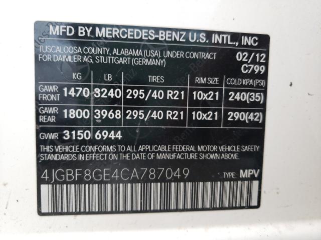 2012 MERCEDES-BENZ GL 550 4MA 4JGBF8GE4CA787049