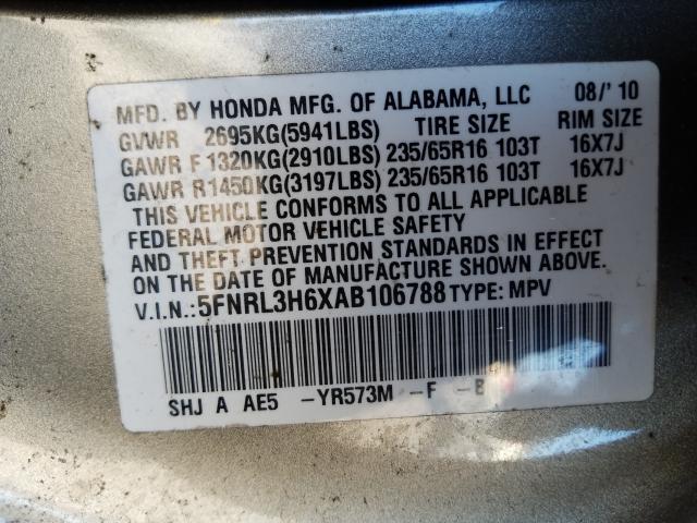 2010 HONDA ODYSSEY EX 5FNRL3H6XAB106788
