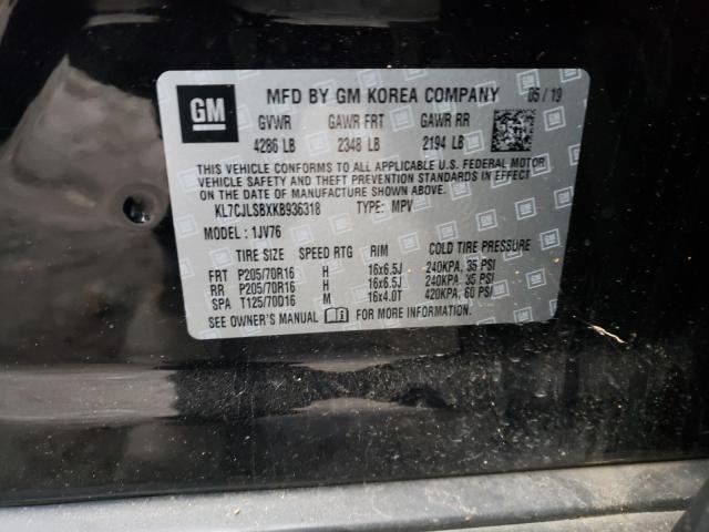 2019 CHEVROLET TRAX 1LT KL7CJLSBXKB936318