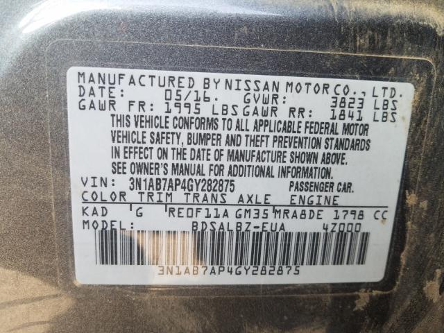 2016 NISSAN SENTRA S - 3N1AB7AP4GY282875