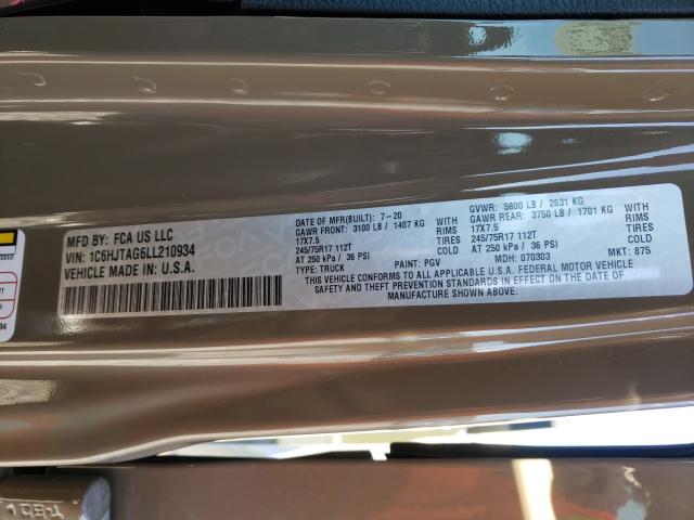 2020 JEEP GLADIATOR 1C6HJTAG6LL210934