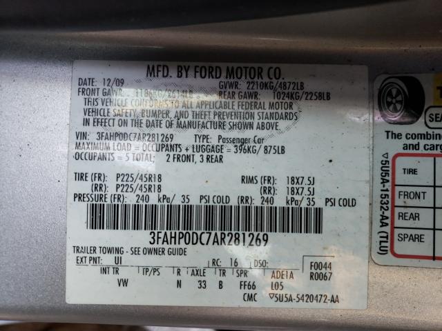 2010 FORD FUSION SPO 3FAHP0DC7AR281269