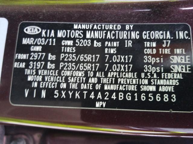 2011 KIA SORENTO BA 5XYKT4A24BG165683