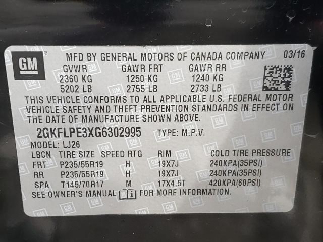 2016 GMC TERRAIN SL 2GKFLPE3XG6302995