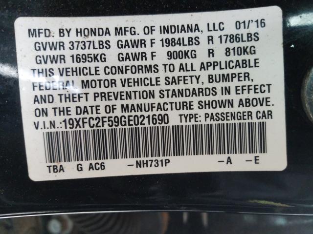 2016 HONDA CIVIC LX 19XFC2F59GE021690