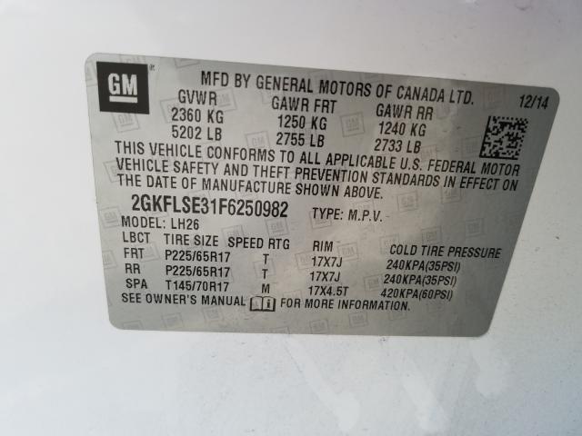 2015 GMC TERRAIN SL 2GKFLSE31F6250982