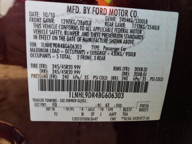 2011 LINCOLN MKS 1LNHL9DR4BG606303