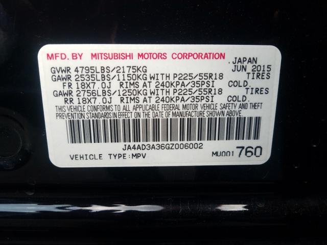 2016 MITSUBISHI OUTLANDER JA4AD3A36GZ006002