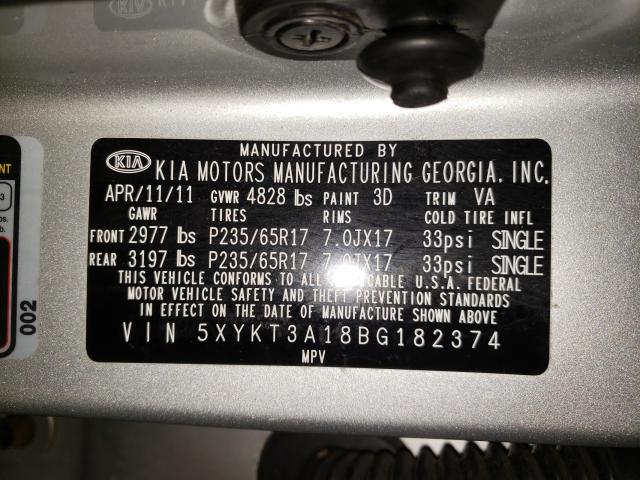 2011 KIA SORENTO BA 5XYKT3A18BG182374