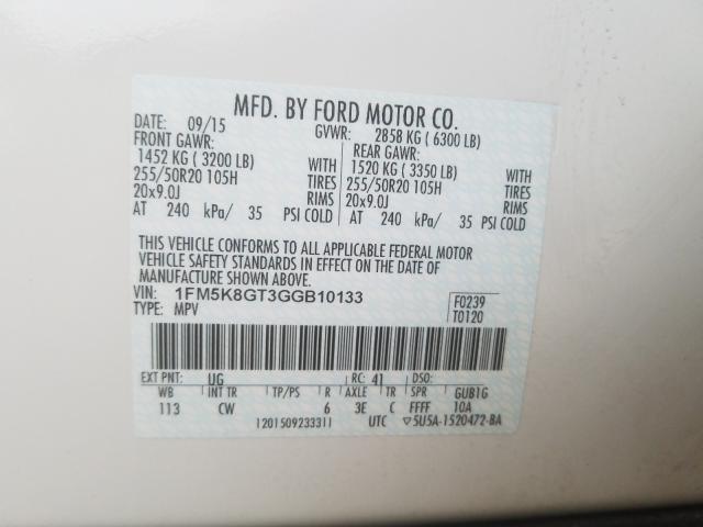 2016 FORD EXPLORER S 1FM5K8GT3GGB10133