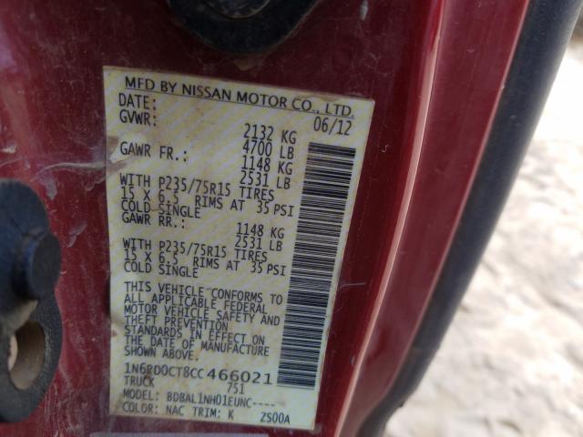2012 NISSAN FRNTR XCAB 1N6BD0CT8CC466021