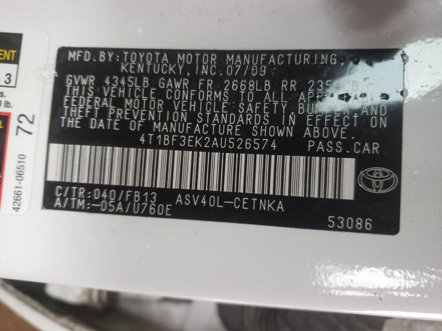 2010 TOYOTA CAMRY 4T1BF3EK2AU526574