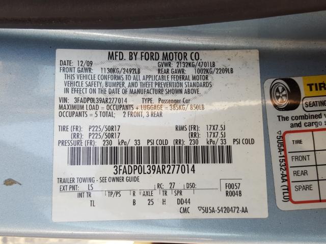 2010 FORD FUSION HYB 3FADP0L39AR277014