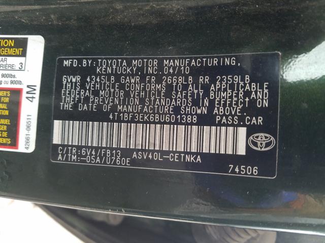 2011 TOYOTA CAMRY BASE 4T1BF3EK6BU601388