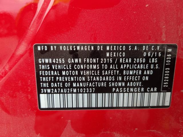 2015 VOLKSWAGEN GOLF TDI 3VW2A7AU2FM102337