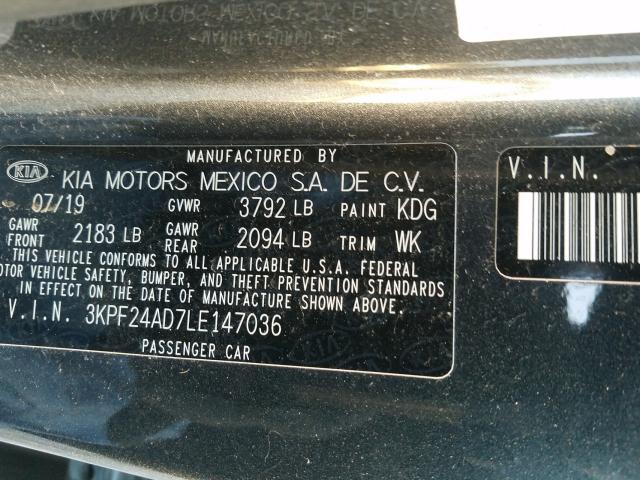 2020 KIA FORTE 3KPF24AD7LE147036