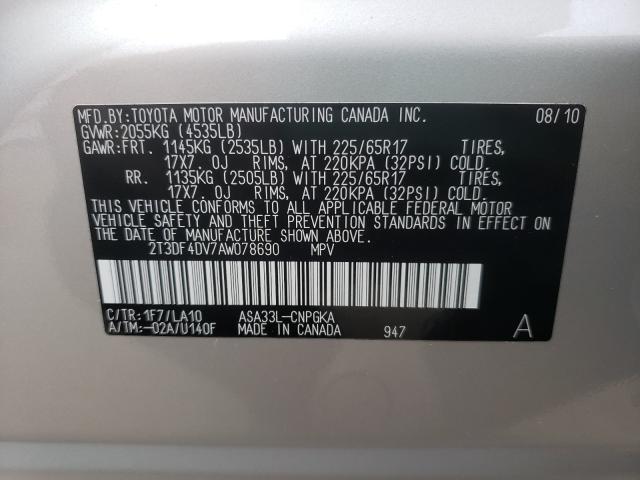 2010 TOYOTA RAV4 LIMIT 2T3DF4DV7AW078690