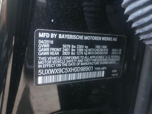 2017 BMW X3 XDRIVE2 5UXWX9C5XH0D98901