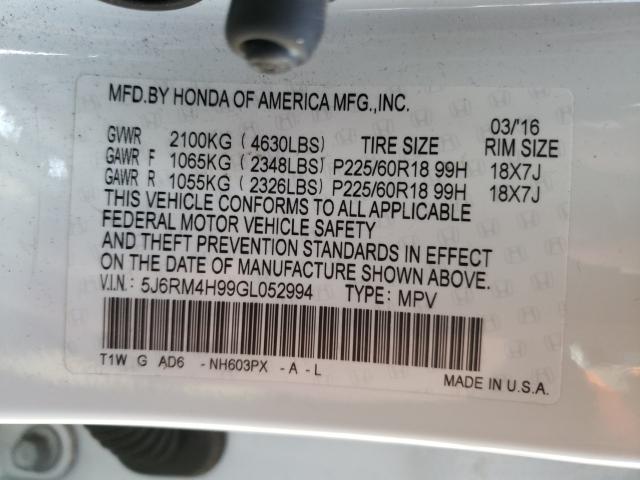 2016 HONDA CR-V TOURI 5J6RM4H99GL052994