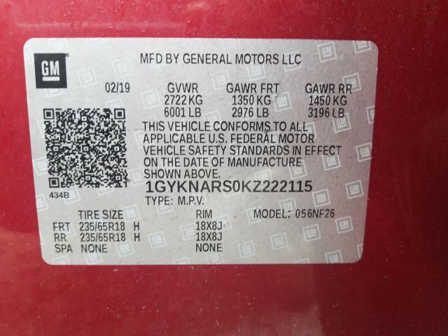 2019 CADILLAC XT5 1GYKNARS0KZ222115