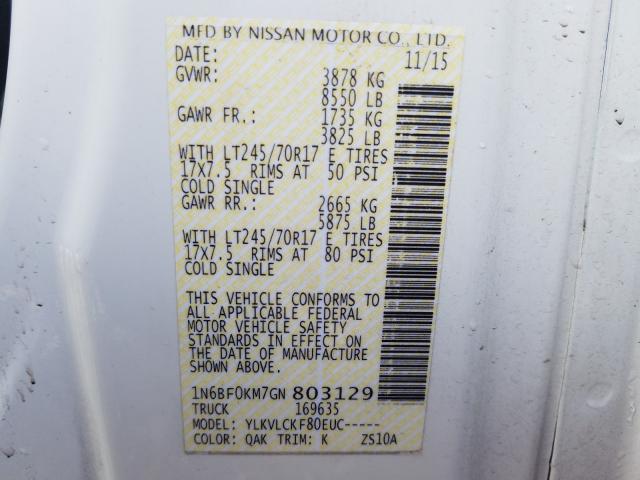 2016 NISSAN NV 1500 S 1N6BF0KM7GN803129