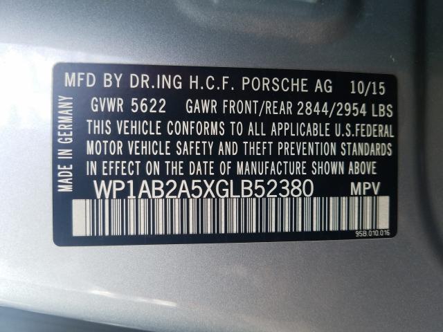 2016 PORSCHE MACAN S WP1AB2A5XGLB52380
